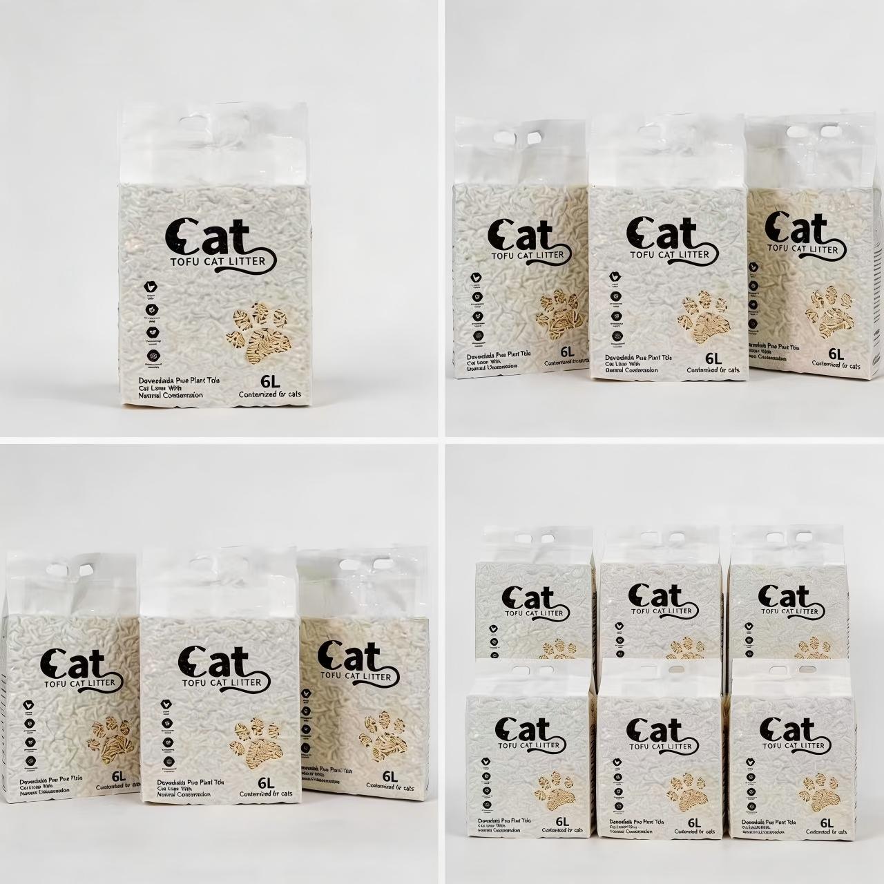 MiAU·X Tofu Cat Litter 6L- Dust-Free and Natural Clumping Tofu-Based Formula for Easy Cleanup