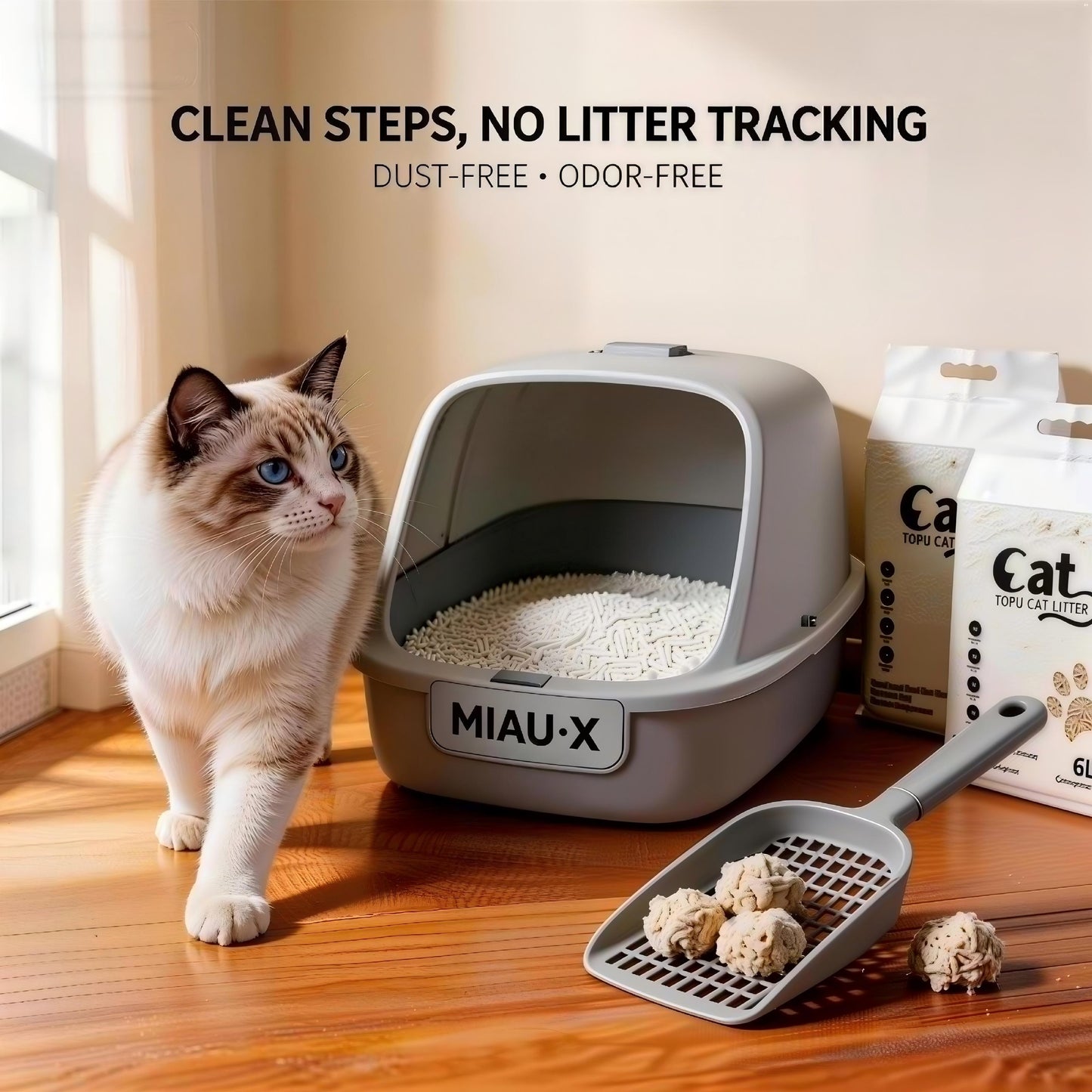 MiAU·X Tofu Cat Litter 6L- Dust-Free and Natural Clumping Tofu-Based Formula for Easy Cleanup