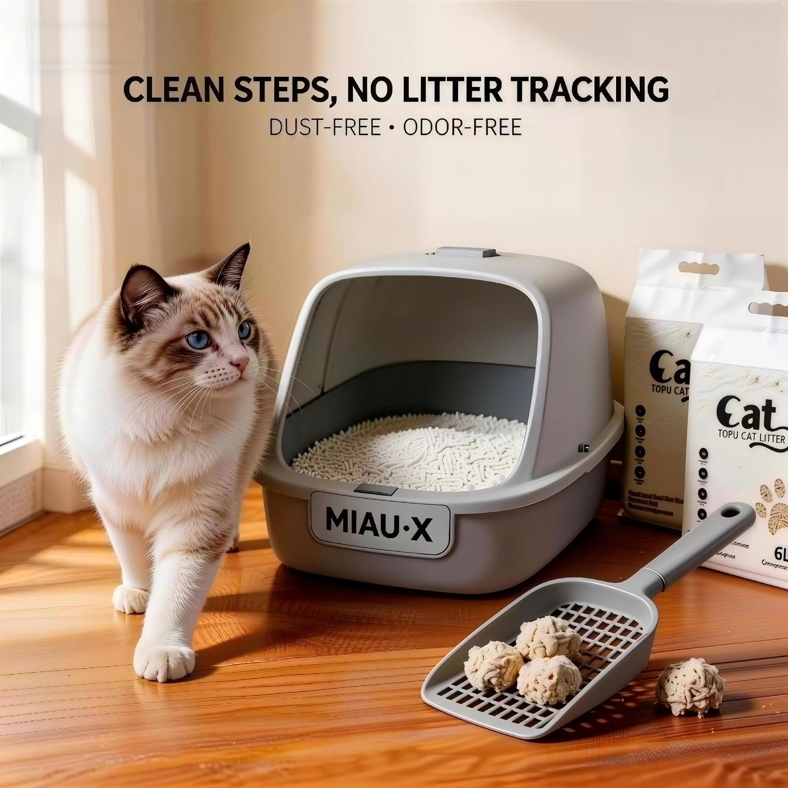 Dust-Free Clumping Tofu Cat Litter 6L, Flushable