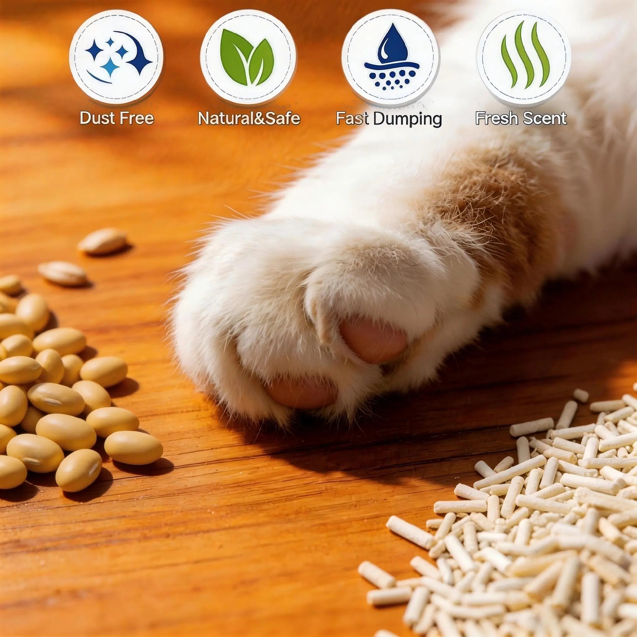 Dust-Free Clumping Tofu Cat Litter 6L, Flushable