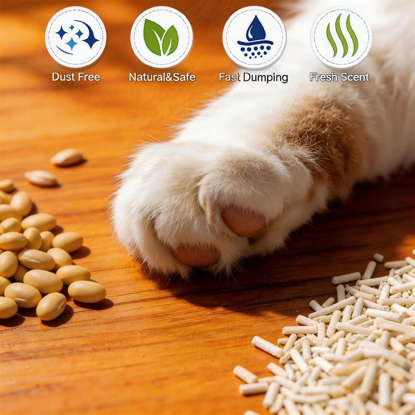 Dust-Free Clumping Tofu Cat Litter 6L, Odour Control | MIAUX Australia